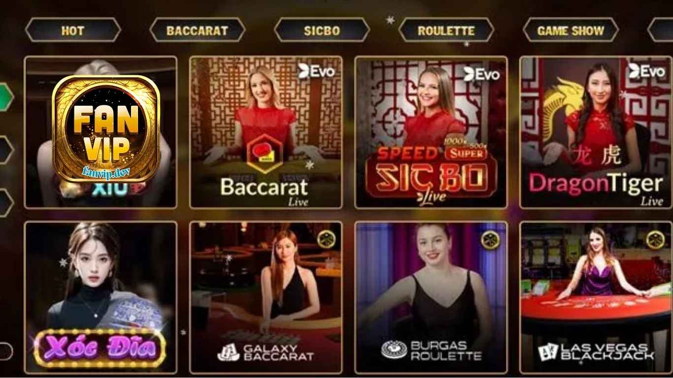 Những sản phẩm có trong casino trực tuyến Fanvip 